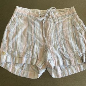 Calvin Klein womens size 0 pink cream and grey striped shorts.